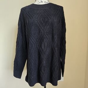 Talbots Sweater Womens XL Black Metallic Pullover